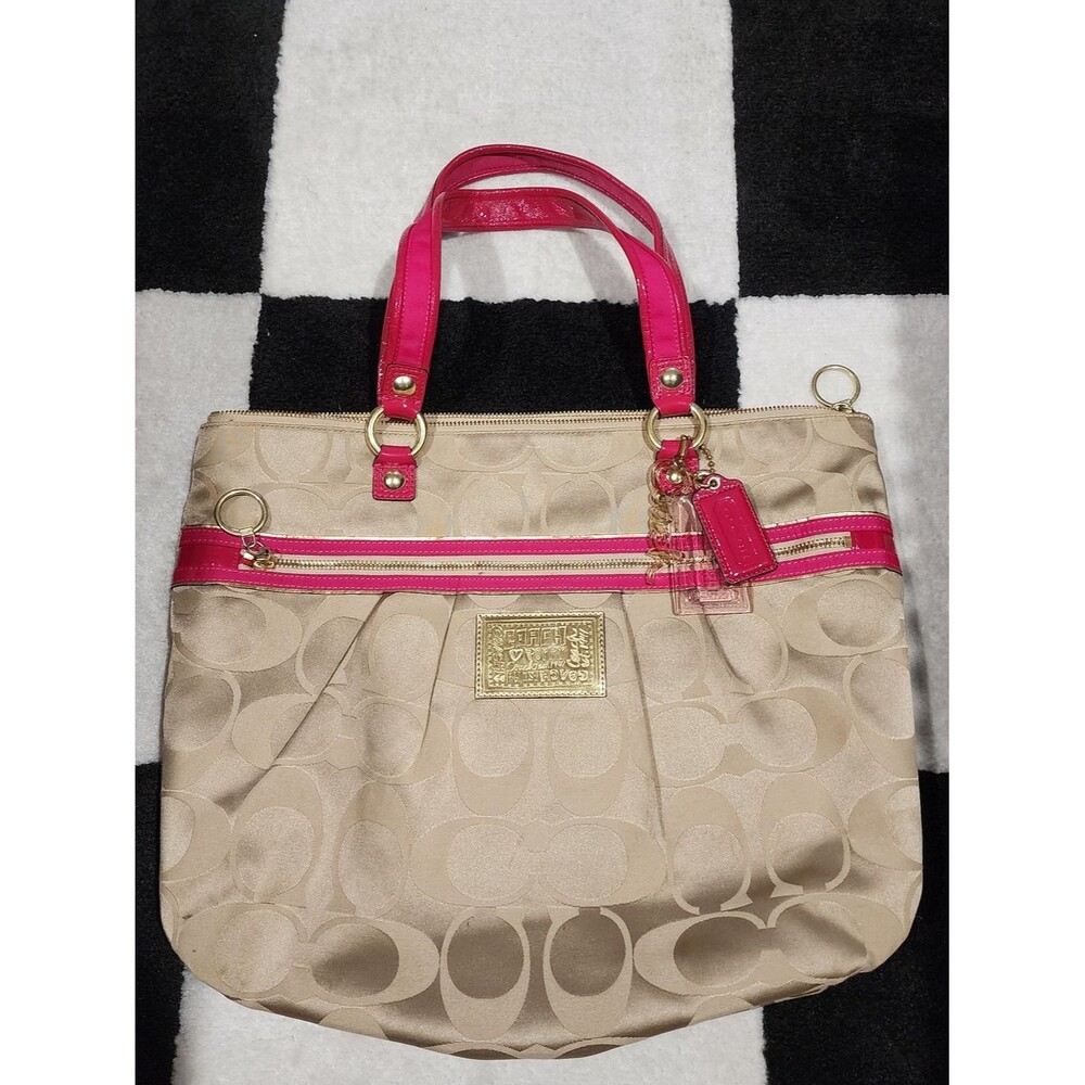 Coach Women's Pink and Tan Bag